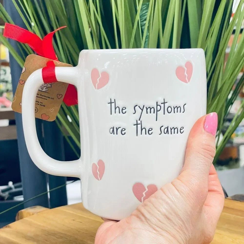 NWT Gorgeous Rae Dunn Peanuts It's either the flu or love Double Sided Pink Mug - Picture 14 of 16